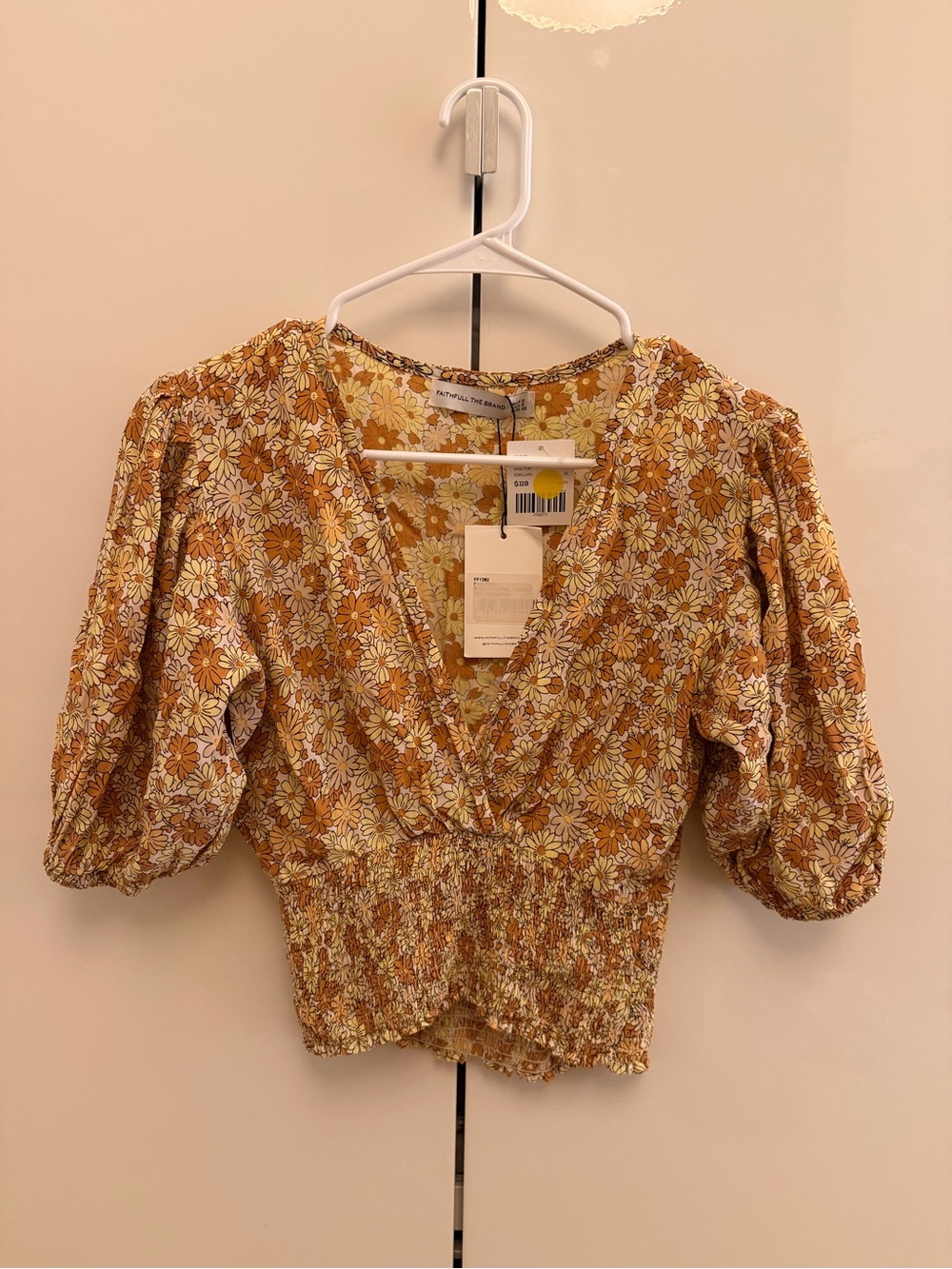 Faithfull the Brand Yellow Floral Blouse - Size XS